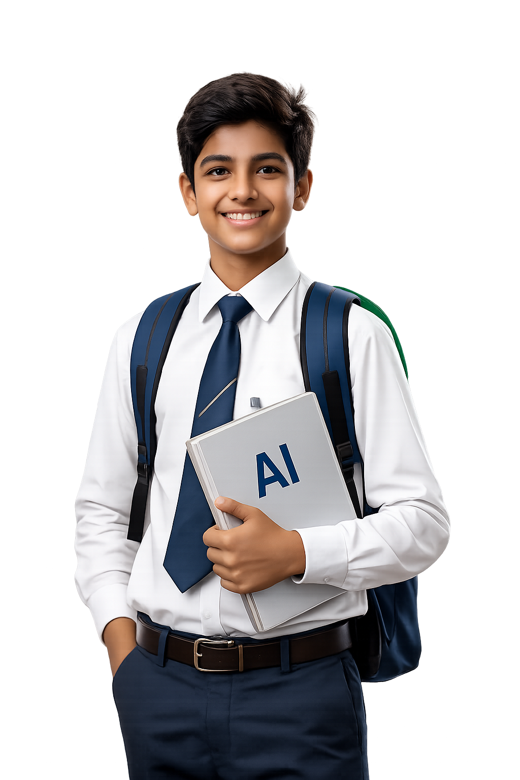 Student holding AI book